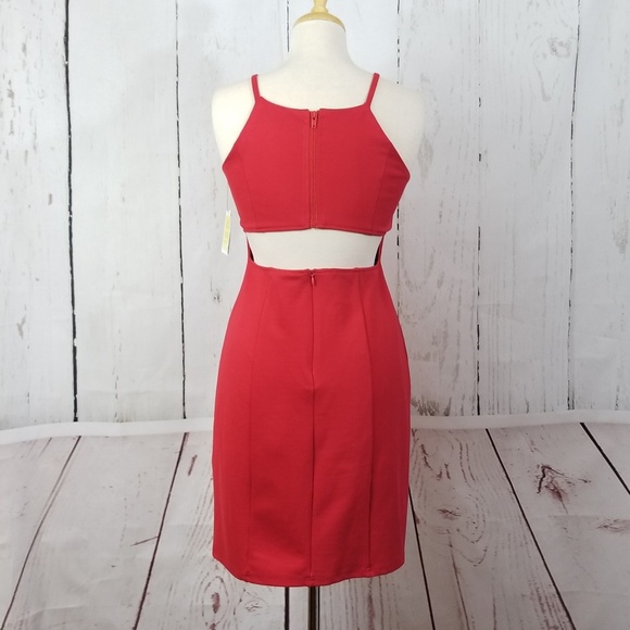 HARPER + LEMON Red Sleeveless Halter Sheath Dress - Picture 4 of 8